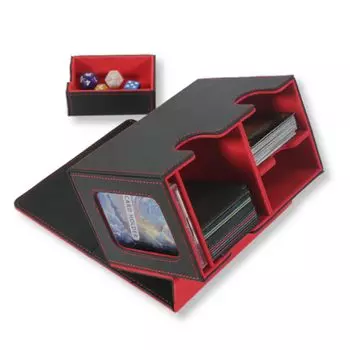 Кейс для колоды с магнитным загрузчиком на 200 карт, ПУ, 2 перегородки, отделение для игральных костей, зеленый, в комплекте, кожа, + отделение, (белый цвет снаружи,