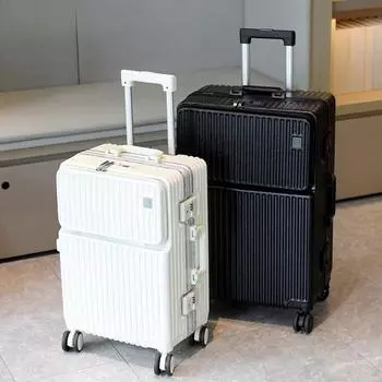 Кейс на колесах с алюминиевой рамой и открывающейся передней крышкой, чемодан для хранения паролей увеличенной емкости, деловой чемодан, посадочный чемодан шириной 20 дюймов с функцией сухого и влажного разделения 20 inches