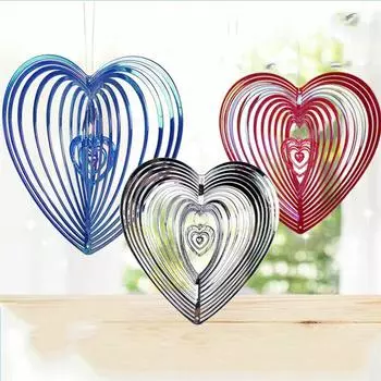 Kell 3D Love Heart Wind Spinner Открытый подвесные украшения Садовые кинетические украшения фиолетовый