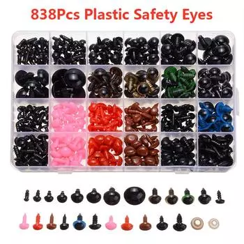 Kell 838Pcs Красочные пластиковые безопасные глаза и носы для кукол Мягкая игрушка DIY