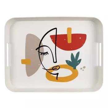 Kellogg s [A0895] - Большой разноцветный бамбуковый поднос цвета слоновой кости Arty - 41x31. 5х4. 5 см