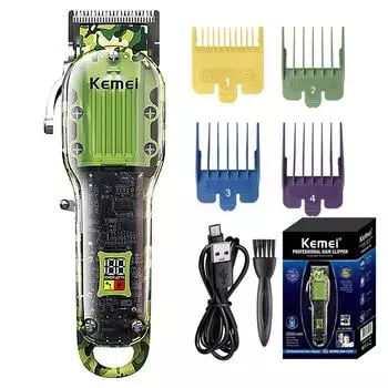 Kemei KM-1926 Профессиональный электрический триммер с зарядкой через USB, ЖК-дисплей, перезаряжаемая машинка для стрижки волос, перезаряжаемая машина для стрижки волос