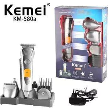 Kemei KM 580A «все в одном», перезаряжаемая электрическая машинка для стрижки бороды, мужская машинка для стрижки, бритва, триммер, набор машинок для стрижки волос