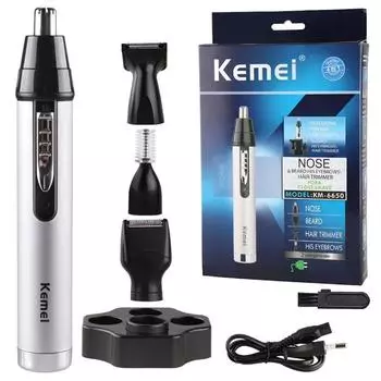 Kemei KM-6650 Лучший электрический триммер для бороды и носа, машинка для стрижки волос на лице, триммер для бровей