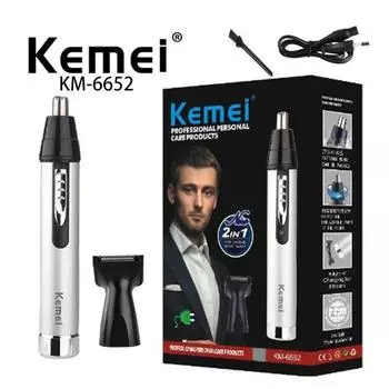 Kemei KM-6652 2в1 профессиональный электрический перезаряжаемый триммер для волос в носу и ушах, бритва, инструменты для личной гигиены для мужчин