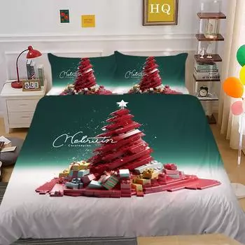 Kemila 3D комплект постельного белья с рисунком рождественской елки, пододеяльник, наволочки, пододеяльник из полиэстера, подарок для девочек, Twin Queen King, домашний декор DE 135x200cm