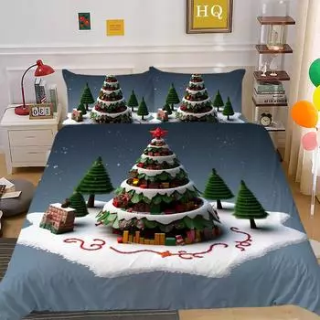 Kemila 3D комплект постельного белья «Рождественская елка» для мальчиков и девочек, размер Twin Queen Size, пододеяльник, наволочка, кровать, модный домашний текстиль, для взрослых DE 135x200cm