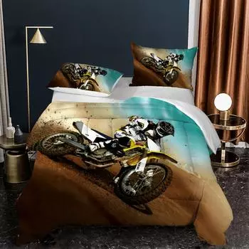 Kemila 3D Мягкий пододеяльник наволочка Молодежный комплект двуспальной кровати Moto Постельное белье Постельное белье AU single 140x210