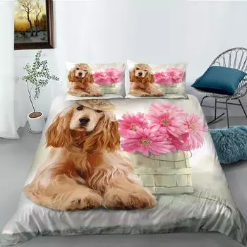 Kemila 3D Pet Dog цифровая печать узор пододеяльник наволочка двуспальная кровать простыня мягкое постельное белье AU single 140x210