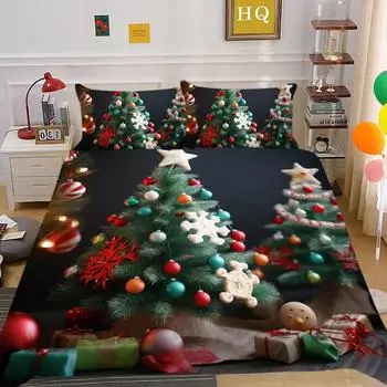 Kemila 3D Рождественская елка с рисунком пододеяльника для детей, детский комплект постельного белья King Queen, наволочка, постельное белье, Вселенная, постельное белье DE 135x200cm