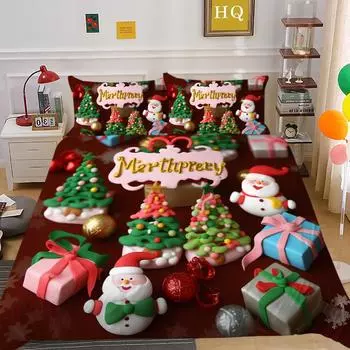 Kemila 3D Рождественская подарочная коробка, пододеяльник и наволочка, комплект двуспальной кровати, постельное белье с цифровой печатью DE 135x200cm