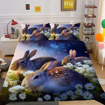 Kemila милый кролик пододеяльник комплект постельного белья 3D и наволочка прямые продажи комплект двуспального постельного белья AU single 140x210