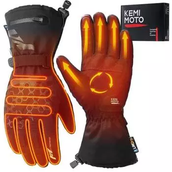 KEMIMOTO Перчатки с электроподогревом Мотоциклетные перчатки для зимы, теплогенерация, защита от холода, водоотталкивающие, ветрозащитные, аккумулятор большой емкости 7,4 В