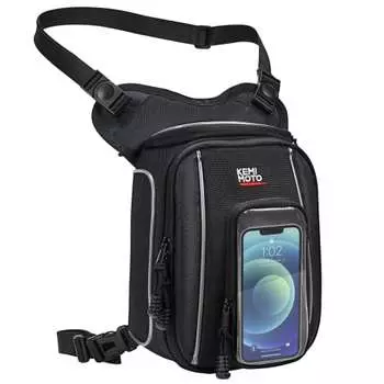 KEMIMOTO Tank Bag, Leg Bike, Dual Use, Bike Magnet, Magnetic Waist Bag, 5L Capacity, Includes Reflective Tape, Charging Hole, Removable Smartphone Bag