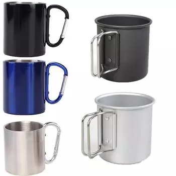Кемпинг на открытом воздухе из нержавеющей стали с карабином и ручкой-крючком, кружка для пикника, похода, путешествий на открытом воздухе, переносных кружек 201-300ml