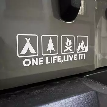 Кемпинг Наклейка на автомобиль для любителей активного отдыха Wild Survival Quadruple Decal для окна автомобиля, хвоста, кузова 18x6cm