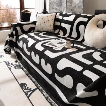 Кемпинг Пикник Черный Белый Коврик Пледы для Гостиной Диван Пары Положение Современный Плед Цвет Блок Одеяло Чехол 180x130