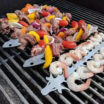 Кемпинг Пикник Овощная игла Барбекю Металлический Шашлык Шашлык Дизайн Рыбья кость и киль Эргономичная ручка Простота в использовании и очистке A-6x30cm