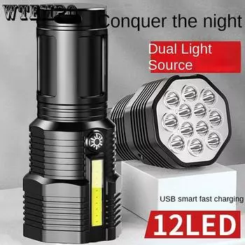 Кемпинг Водонепроницаемый прожектор Led Портативный домашний факел Открытый рабочий свет Аккумуляторная мини-маленький сильный свет факел чёрный