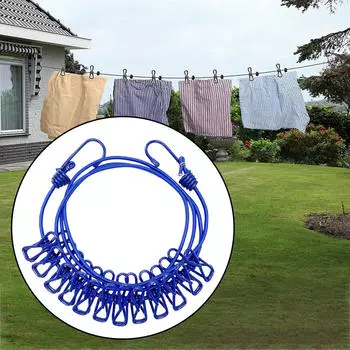 Кемпинговая бельевая веревка ветрозащитная функциональная вешалка для сушки эластичная веревка, бельевая веревка для Blue