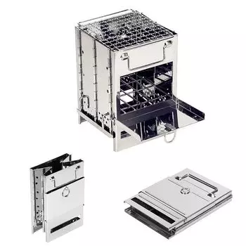 Кемпинговая дровяная печь с грилем, складная походная ракетная печь для выживания, костровая печь из нержавеющей стали