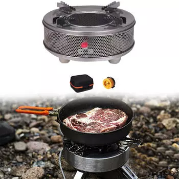 Кемпинговая газовая горелка Кухонная утварь Удобная прочная устойчивая портативная мини для приготовления пищи Пеший туризм Argent