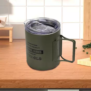 Кемпинговая кружка с двойной стенкой и вакуумной изоляцией из нержавеющей стали 304, посуда для питья на открытом воздухе хаки