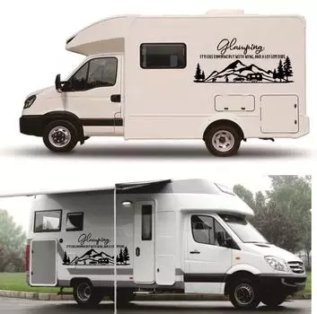 Кемпинговая наклейка, Виниловая кемпинговая наклейка, Наклейка для автодома, Водонепроницаемая наклейка для приключений, Горы, Лес, Декор