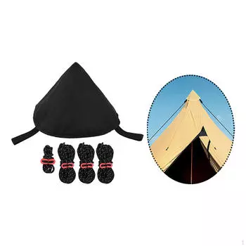 Кемпинговая палатка Соединительная крышка Треугольная водонепроницаемая шляпа Простая установка навеса Строительство чёрный