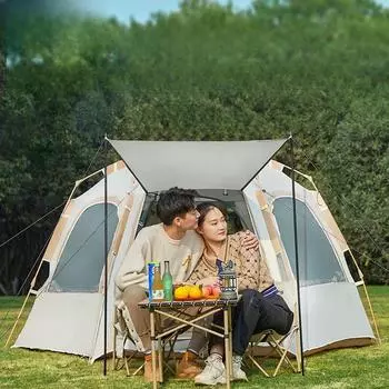 Кемпинговая палатка, уличная складная портативная палатка для кемпинга, ночное непромокаемое утолщенное оборудование, полный комплект, автоматическое быстрое раскладывание 240*210*135cm