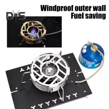 Кемпинговая плита с кольцом для защиты от ветра, портативная, прочная, из нержавеющей стали, легкая, для походов, пикников, ветрозащитная газовая плита с горелкой для защиты от ветра S