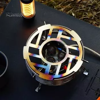 Кемпинговая плита с кольцом для защиты от ветра, портативная, прочная, из нержавеющей стали, легкая, для походов, пикников, ветрозащитная газовая плита с горелкой для защиты от ветра S