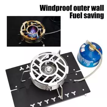 Кемпинговая плита с кольцом для защиты от ветра, портативная, прочная, из нержавеющей стали, легкая, для походов, пикников, ветрозащитная газовая плита с горелкой для защиты от ветра S