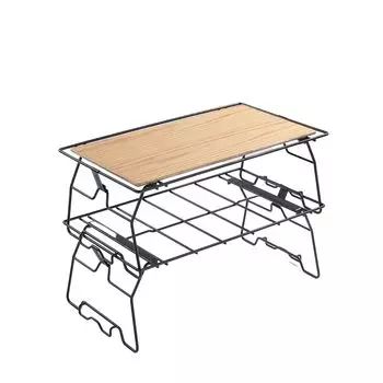 Кемпинговая стойка для кемпинга Moon Camping Rack Stacking Rack Wood Iron Table Black T-238PS-WB
