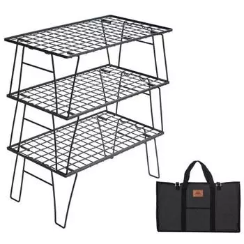 Кемпинговая стойка Moon Field Mesh, черная легкая тонкая стойка для кемпинга из 3 предметов с местом для хранения T-235-3T