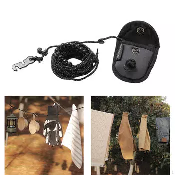 Кемпинговая веревка для белья с сумкой для хранения, веревка для одежды, прочная ветрозащитная веревка, сушка белья