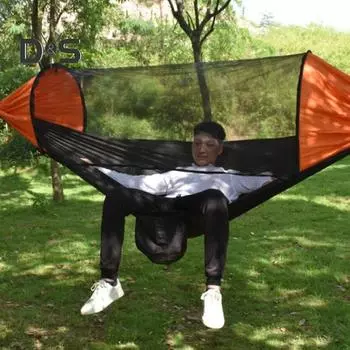 Кемпинговый гамак с дышащей сеткой от комаров, съемный, легкий, портативный, прочный, для походов, альпинизма, сада, дерева, подвесной гамак армия зеленый