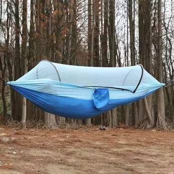 Кемпинговый гамак с сеткой от комаров 500 фунтов, дышащий, легкий, портативный, одинарный, с ремнями для крепления к дереву, простая установка, гамак для походов в помещении и на открытом воздухе зелёный