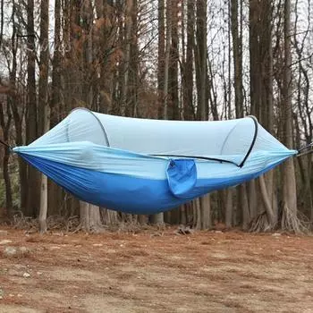 Кемпинговый гамак с сеткой от комаров 500 фунтов, дышащий, легкий, портативный, одинарный, с ремнями для крепления к дереву, простая установка, гамак для походов в помещении и на открытом воздухе зелёный