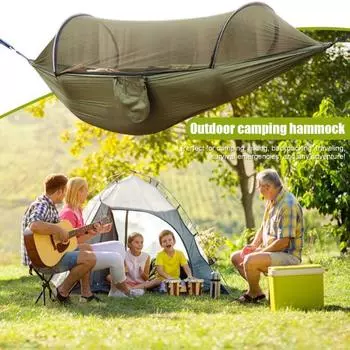 Кемпинговый гамак с сеткой от комаров 500 фунтов, дышащий, легкий, портативный, одинарный гамак с зелёный