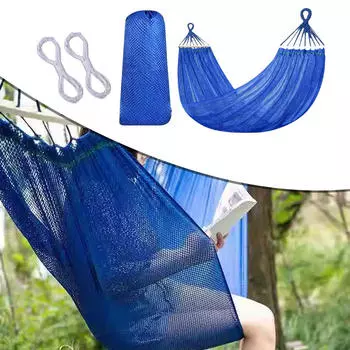 Кемпинговый гамак спальная кровать плетеные качели для путешествий походный двор синий