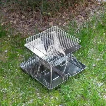 Кемпинговый гриль-печь на древесном угле, складная нержавеющая стальная костровая яма, походная печь для приготовления пищи на открытом воздухе, походов, пикников
