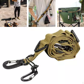 Кемпинговый ремень для подвешивания, ремень для хранения на кемпинге, портативный уличный подвесной трос с крючками для чёрный