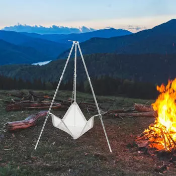 Кемпинговый штатив для костра, стойка для 4 секций, принадлежности для выпечки, переносная сковорода для гриля для костра