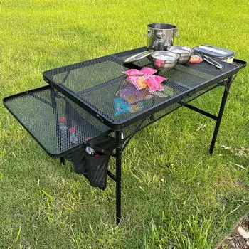 Кемпинговый складной столик с сеткой, большой, низкий, складной, термостойкий, легкая грузоподъемность, портативный, 60D x 135W x Стол, стол, в комплекте, стол, пространство, стол,