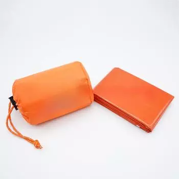 Кемпинговый спальный мешок для походов на открытом воздухе, оранжевый спальный мешок из полиэтиленовой алюминиевой пленки, водонепроницаемый 210*91 см оранжевый