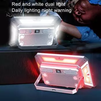 Кемпинговый светильник с сильным магнитным цифровым дисплеем, высокие люмены, IP44, водонепроницаемый, с регулируемой яркостью, вращающийся на 180 градусов, светильник для палатки, аварийная рабочая лампа серебряный