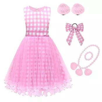 Кен Косплей Розовый Один Барби Клетчатый Европейский Представление Рождество [TUAHOUS] Костюм, Взрослые, Женский, Часть, Косплей, Выкройка, Ракушка, Ожерелье,