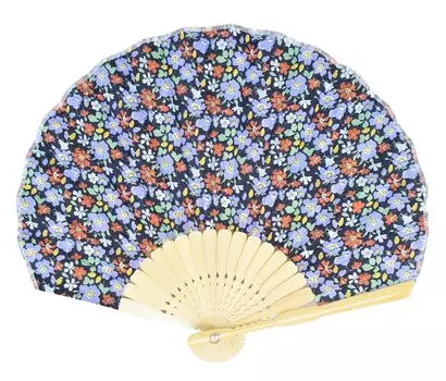 Ken Onishi Manufacturing LIBERTY Shell Fan 22cm Floral Pattern Navy Ripple SY20-LIA04