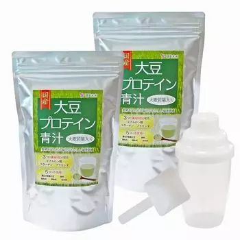 Kenbi Mirai Domestic Soy Protein Green Juice Содержит порошок ячменной травы 300 г Содержит и гиалуроновую кислоту 2 пакетика и ложка протеинового порошка Здоровье